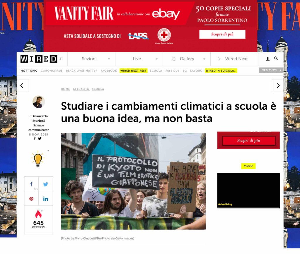 Manifestazione sul cambiamento climatico a Milano in una pubblicazione su Vanity Fair, foto di Mairo Cinquetti